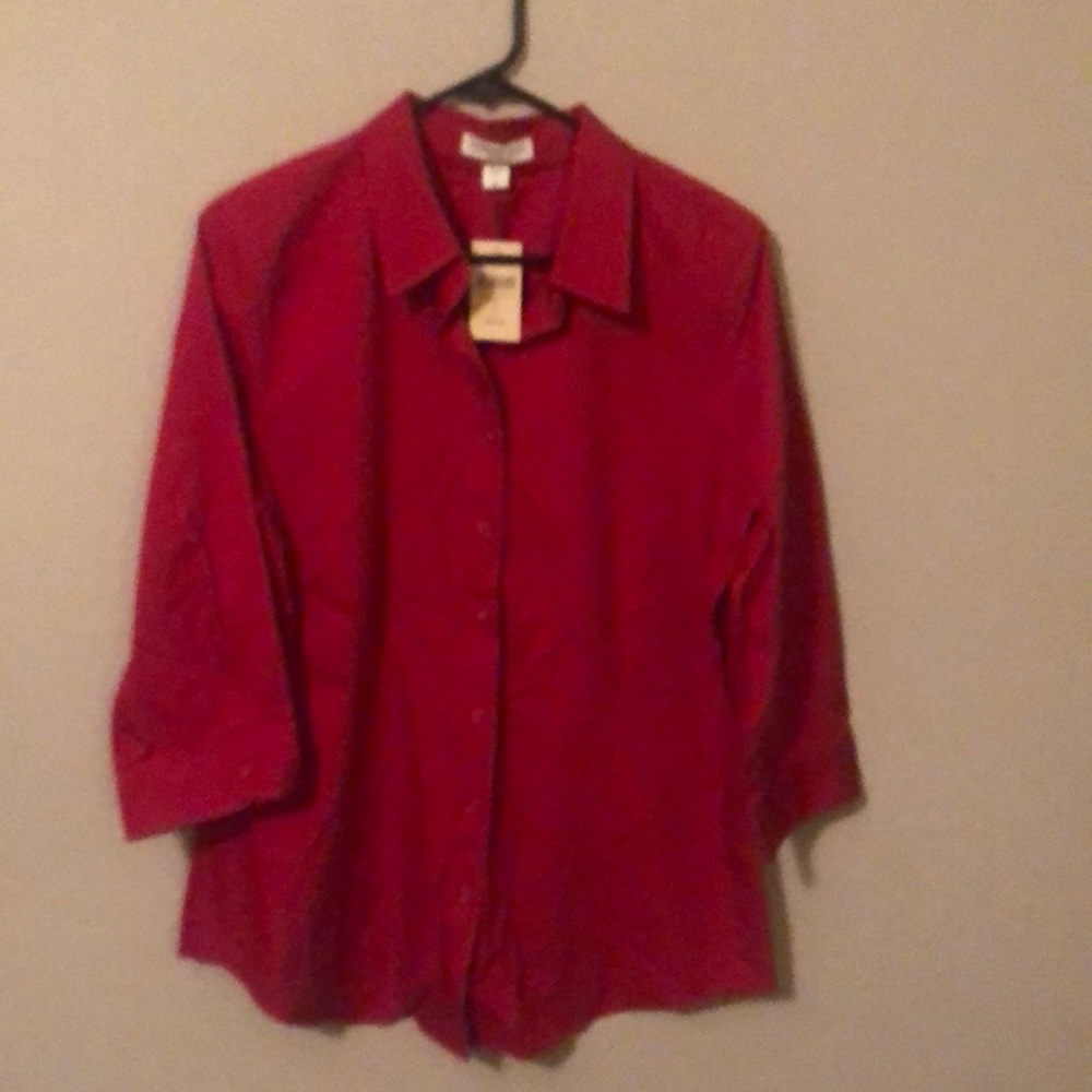 Perfect 3/4 no iron shirt, deep red